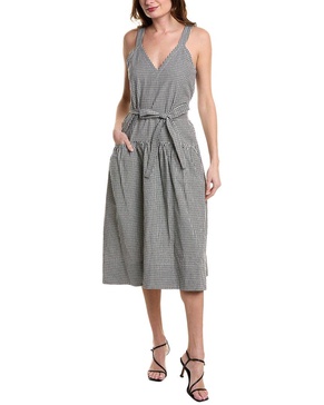 sasha linen-blend midi dress
