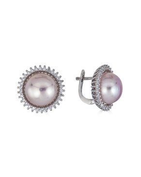 BELPEARL Silver 120-11mm Freshwater Pearl CZ Earrings
