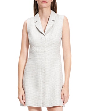 Theory Front Zip Linen-Blend Mini Dress