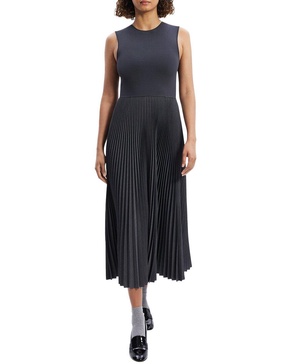 wool-blend pleat dress