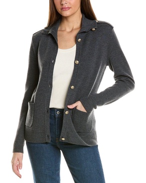 epaulette wool sweater jacket