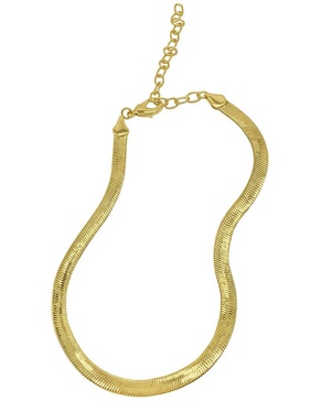 ADORNIA 14K Plated Water-Resistant Herringbone Chain Necklace