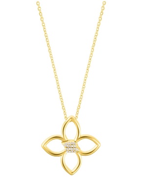 ADORNIA 14K Plated CZ Adjustable Outline Clover Necklace