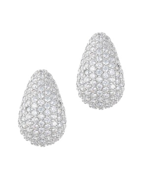 ADORNIA Silver Plated Teardrop Pave Earrings