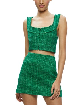 alice + olivia Kensie Scoop Neck Cropped Wool-Blend Bustier