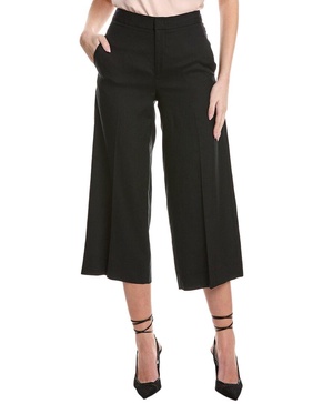 crop wide leg linen-blend pant