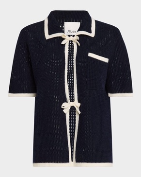 Tie-Front Wool-Cashmere Cardigan