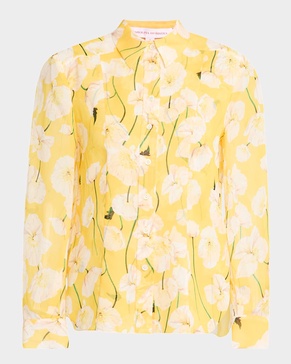 Floral Silk Slim Button-Down Shirt