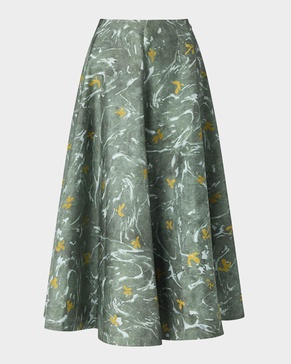 Varda Printed Silk Midi Skirt