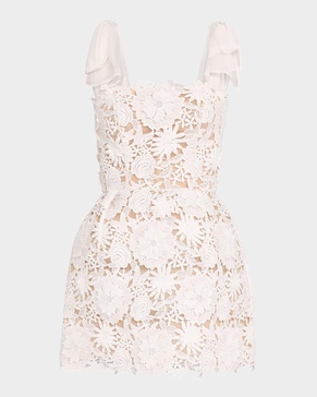 Maia Square-Neck Floral Lace Mini Dress