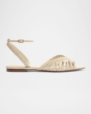 Agatha Braided Leather Flat Sandals 