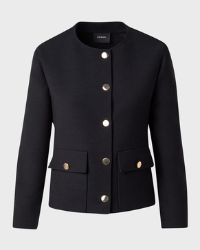 Double-Face Wool Winter Jacket with Gold-Tone Buttons