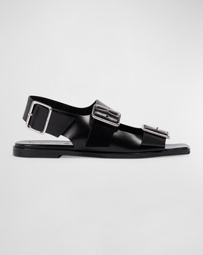 Thekla Leather Dual Buckle Slingback Sandals