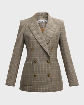 Chelsea Double-Breasted Plaid Blazer