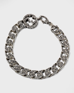 Men's Paisley Interlocking G Silver Bracelet