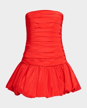 Kennedi Strapless Ruched Taffeta Mini Dress