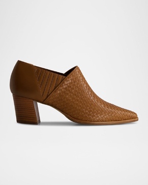 Woven Leather Ankle Booties
