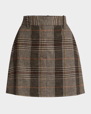 Plaid-Print Tailored Mini Skirt