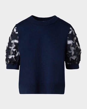 3D Star Embroidered Short-Sleeve Knit Sweater