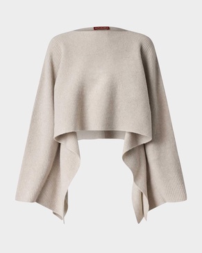 Trip Wool-Cashmere Rib Handkerchief Crop Sweater