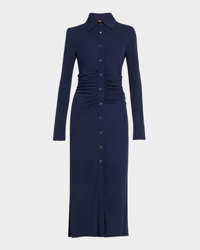 Claudia Midi Ruched Button Down Dress