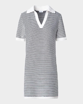 Chunky Tweed Knit Mini Polo Dress