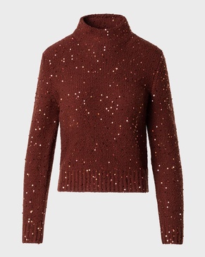 Mock-Neck Sequin Wool-Cashmere Sweater