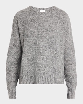 Textured Check Cashmere-Silk Sweater
