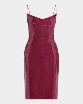 Draped Sequined Sleeveless Midi Dress