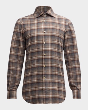 Men's Flannel Plaid Casual Button-Down Shirt