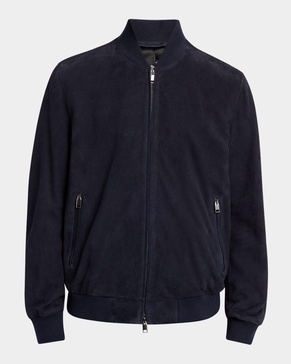 Men's Perferated Suede Bomber Jacket