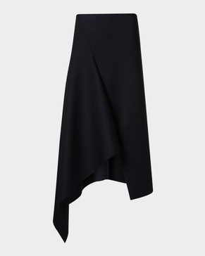 Asymmetric Techno Neoprene Midi Skirt