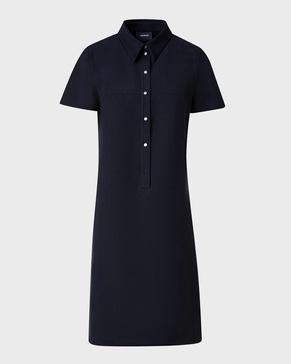 Cotton Silk Button-Front Polo Dress