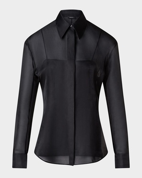 Silk Organza Button-Front Blouse