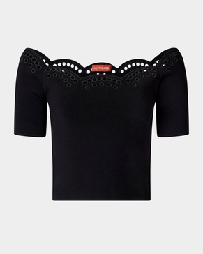 Posy Eyelet Scallop Off-Shoulder Top