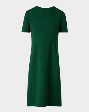 Short-Sleeve Wool Crepe Sheath Dress