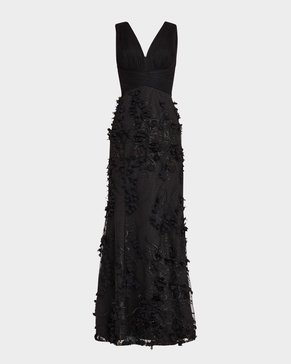 Embroidered Floral Applique Gown