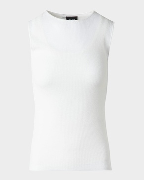 Structured Double-Layer Cotton Blend Knit Top