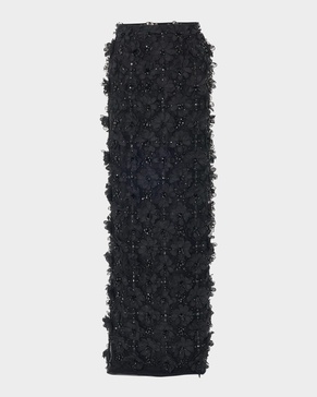 Flower Embellished Maxi Column Skirt