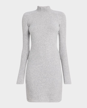 Merino Wool Blend Mock-Neck Midi Dress