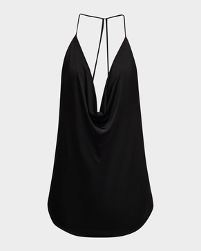 Plunging Cowl Backless Stretch Jersey Tank Top