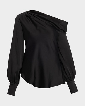 Alice Draped Satin One-Shoulder Top
