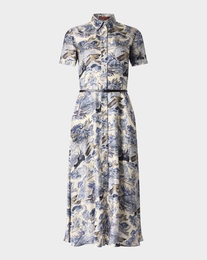 Kiera Short-Sleeve Midi Silk Shirtdress