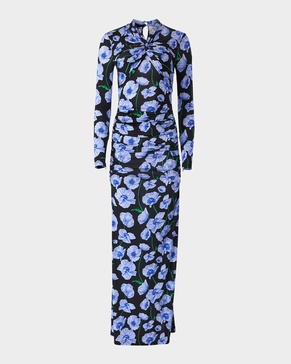 Twisted-Neck Long-Sleeve Gown