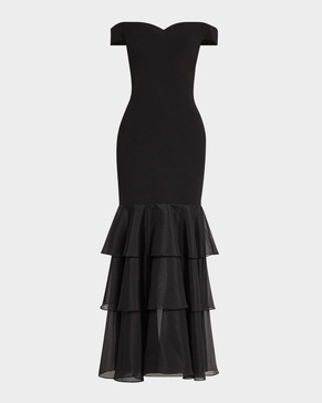 Off-Shoulder Ruffle Tiered Gown