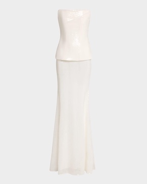 Strapless Longline Corset Sequin Gown