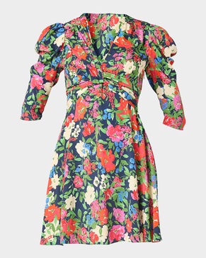 Natalaya Smocked Floral-Print Mini Dress