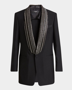 Men's Embellished Shawl Collar Blazer