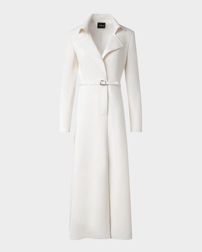 Belted Fit-Flare  Wool Double Face Midi Dress 