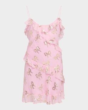 Lomina Silk Metallic Bow Mini Dress